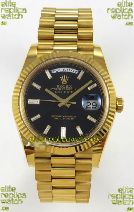 Rolex Day Date Super Clone Black Dial 40MM 220 Grams Swiss Replica watch 