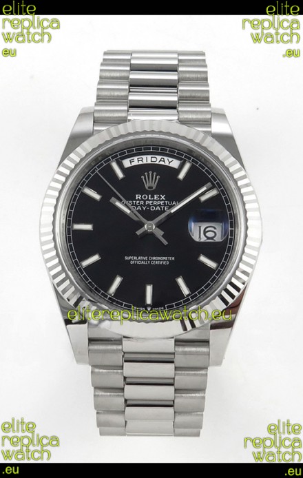 Rolex Day Date Super Clone Black Dial 40MM 210 Grams Swiss Replica watch 