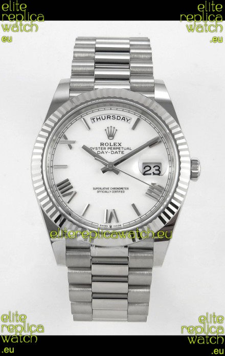 Rolex Day Date Super Clone White Dial 40MM 220 Grams Swiss Replica watch 