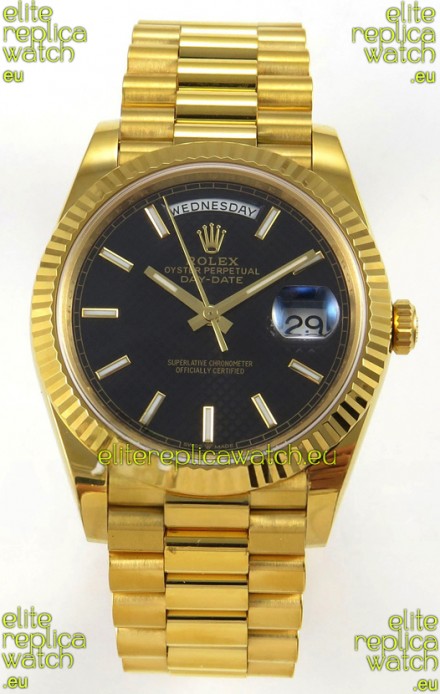 Rolex Day Date Super Clone Black Honey-Comb Dial 40MM 220 Grams Swiss Replica watch 