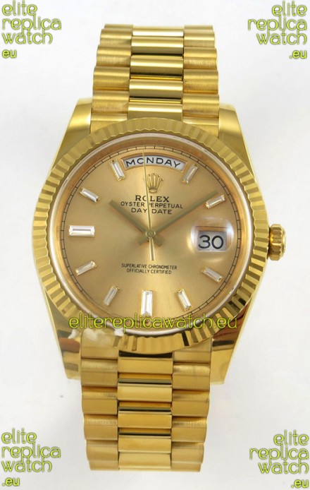 Rolex Day Date Super Clone Gold Dial 40MM 220 Grams Swiss Replica watch 