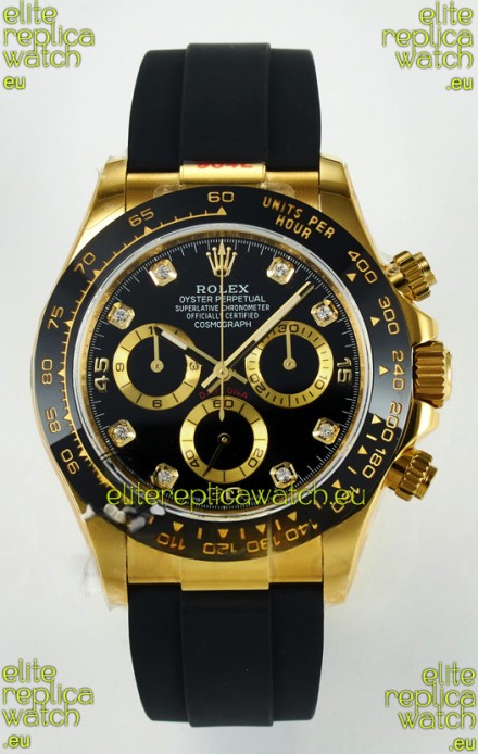 Rolex Daytona Super Clone 116518 Yellow Gold Black Dial Original Cal.4130 Movement