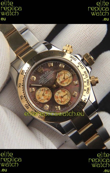 Rolex Daytona Japanese Movement Two Tone Gold Casing Watch in Pearl Dial 