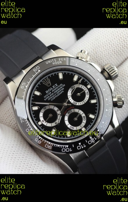 Rolex Daytona Japanese Movement Steel Casing Replica Watch in Black Dial