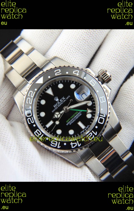 Rolex GMT Masters II Japanese Movement Replica Watch Steel Case Black Dial