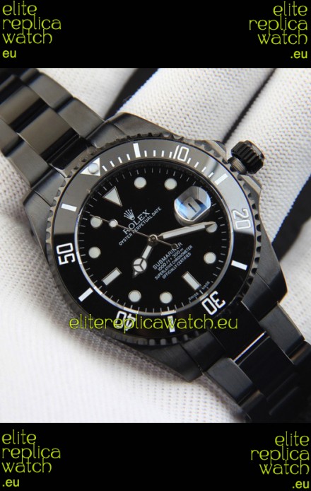 Rolex Submariner Japanese Replica Watch in PVD Coating Black Dial 
