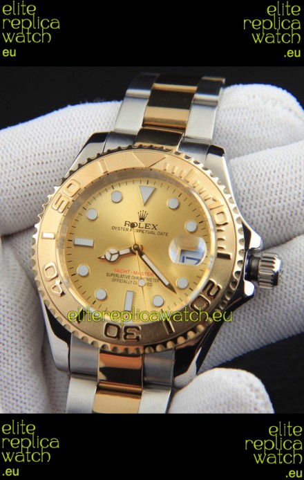 Rolex Yachtmaster Japanese Movement Watch in Two Tone Gold Casing - Gold dial 37MM