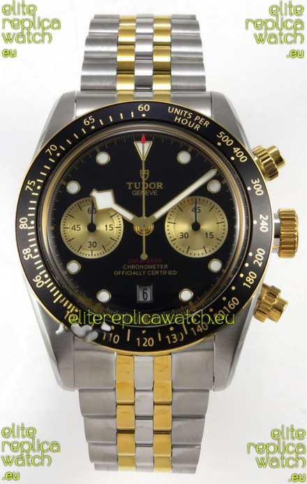 Tudor Super Clone Black Bay Chronograph Two Tone Watch in Black Dial