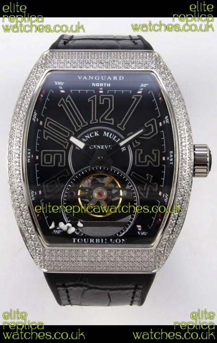 Franck Muller V45 Tourbillon Stainless Steel Diamonds Super Clone Watch 