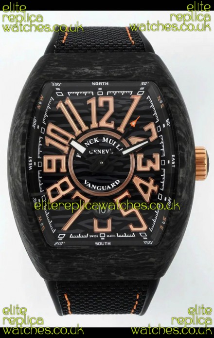 Franck Muller Super Clone Vanguard V45 Racing Carbon Watch in Nylon Strap