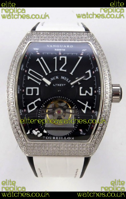Franck Muller V45 Tourbillon Stainless Steel Diamonds Super Clone Watch 