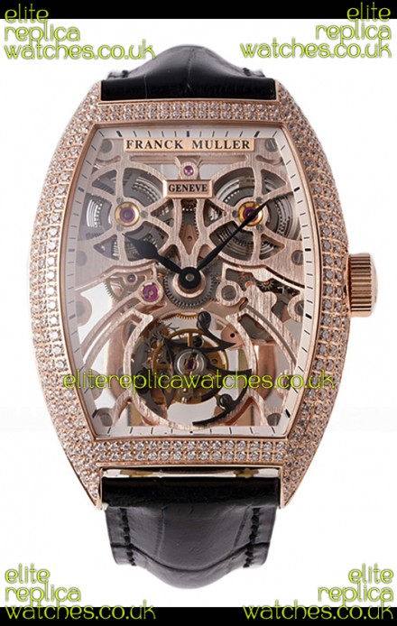 Franck Muller Fast Tourbillon Rose Gold Diamonds Super Clone Watch 
