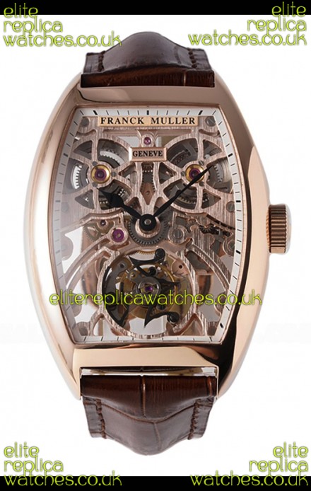 Franck Muller Fast Tourbillon Rose Gold Brown Strap Super Clone Watch 