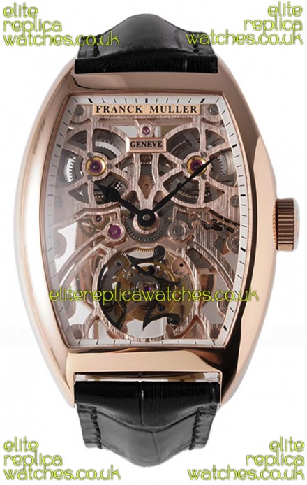Franck Muller Fast Tourbillon Rose Gold Black Strap Super Clone Watch 