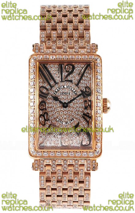 Franck Muller Long Island Rose Gold Diamonds Swiss Replica Watch 