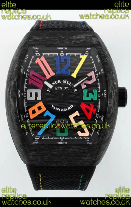 Franck Muller Super Clone Vanguard V45 Racing Carbon Watch in Nylon Strap