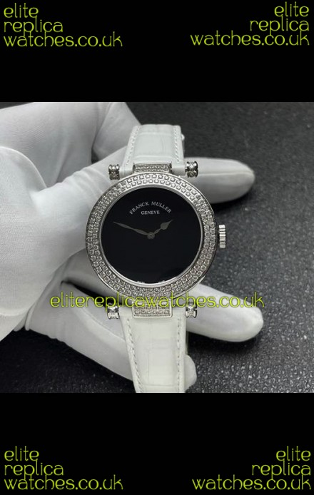 Franck Muller Double Mystery Swiss Quartz Watch in Steel Diamonds Casing