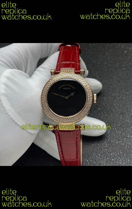 Franck Muller Double Mystery Swiss Quartz Watch in Gold Diamonds Casing