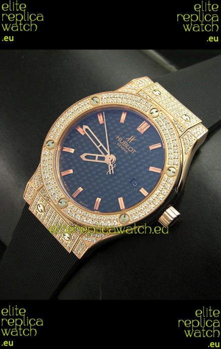 Hublot Big Bang Classic Fusion Swiss Watch in Diamonds Embedded Case