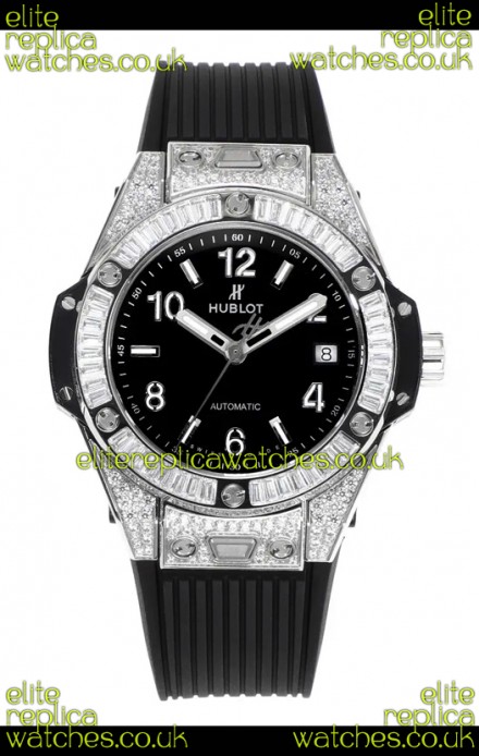 Hublot Big Bang One Click moissanite Paved Casing Super Clone Watch Black Dial