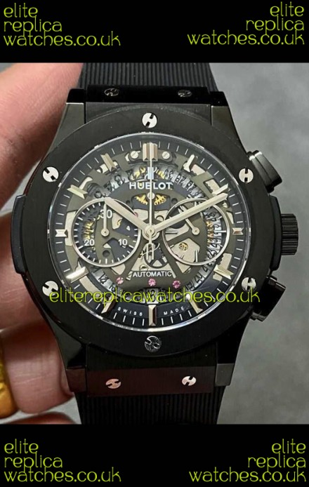 Hublot Classic Fusion Chronograph Black PVD Skeleton Super Clone Watch 