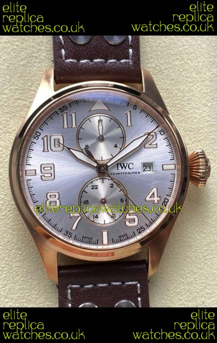 IWC PILOT'S Monopusher Rose Gold Steel Dial Replica Watch 