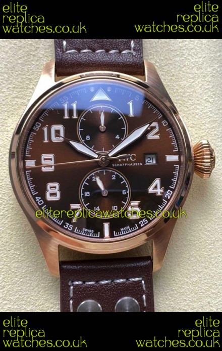 IWC PILOT'S Monopusher Rose Gold Brown Dial Replica Watch 