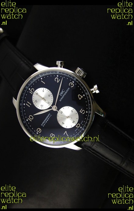 IWC Portuguese Chronograph Swiss Replica Watch in Steel Case - 1:1 Mirror Replica Edition