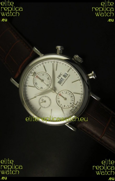 IWC Portofino Chronograph Swiss Watch in Steel Case White Dial