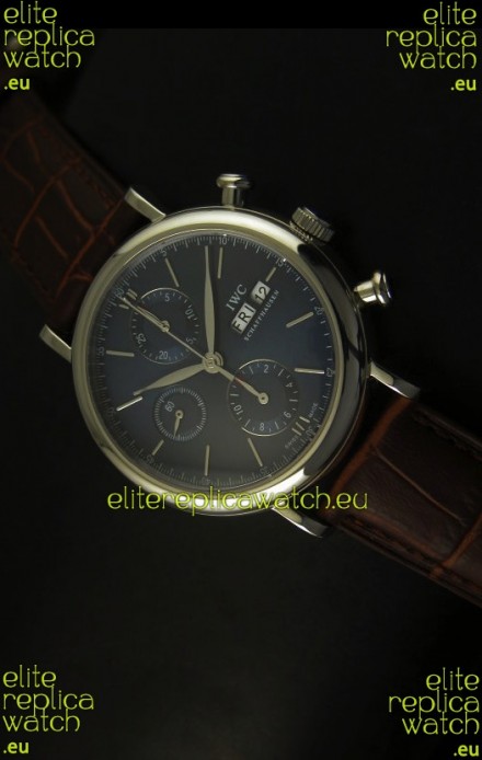 IWC Portofino Chronograph Swiss Watch in Steel Case Grey Dial