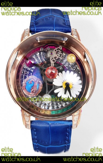 Jacob & CO Astronomia G-Dragon Rose Gold Blue Strap Tourbillon Swiss Replica Watch