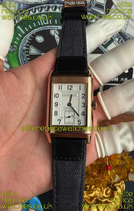 Jaeger-LeCoultre Reverso Tribute Duoface Rose Gold White & Black Dial Super Clone Watch 