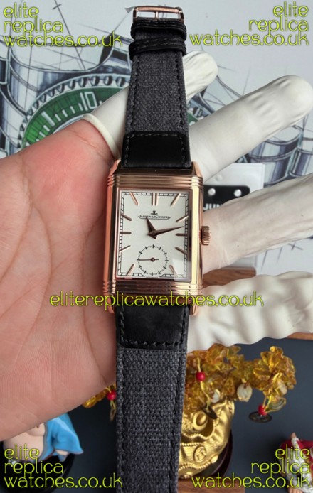 Jaeger-LeCoultre Reverso Tribute Duoface Rose Gold White & Black Dial Super Clone Watch 