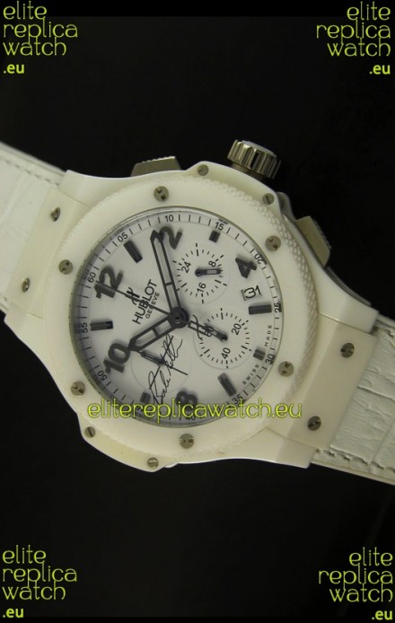Hublot Big Bang White Ceramic Case Watch in Quartz Movement