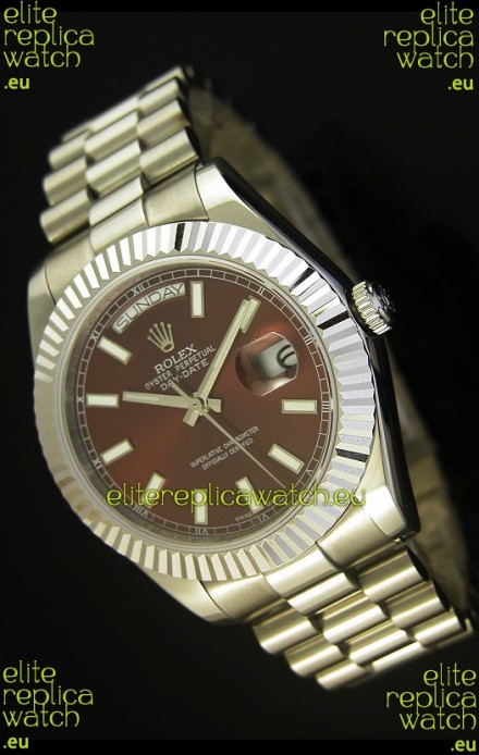 Rolex Day Date II 41MM Swiss Replica Watch - Brown Dial - 1:1 Mirror Replica Watch 