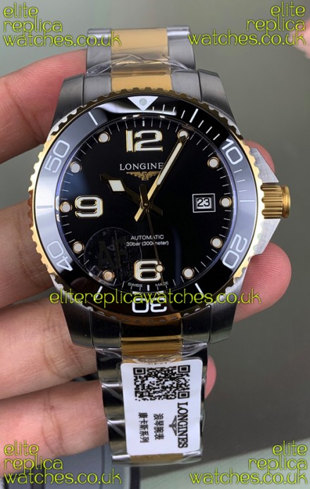 Longines HydroConquest Black Dial Two Tone Super Clone Watch 