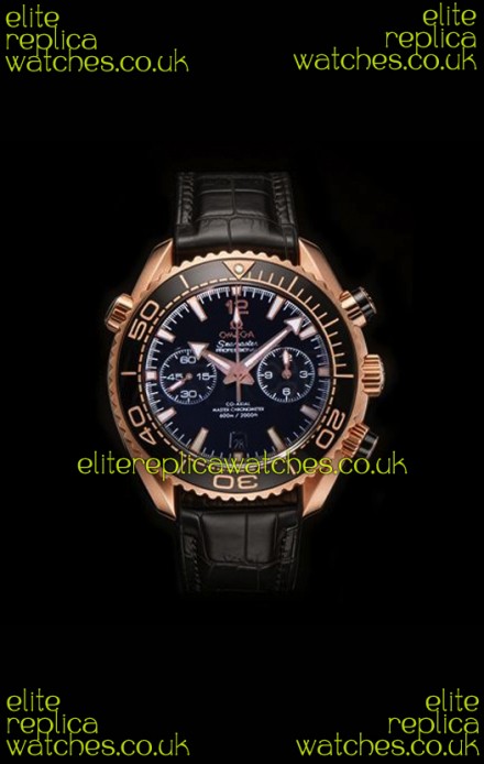 Omega Speedmaster Planet Ocean Rose Gold Black Dial Super Clone Watch 