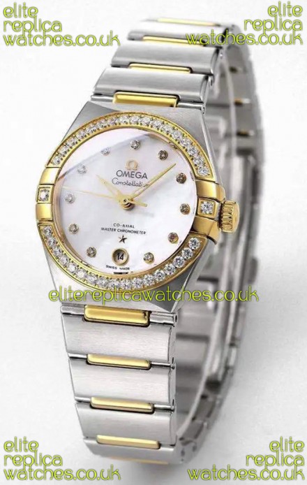 Omega Constellation 29MM Two Tone Yellow Gold White Dial Automatic Super Clone Watch 