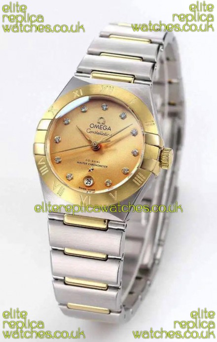 Omega Constellation 29MM Two Tone Yellow Gold Dial Automatic Super Clone Watch 