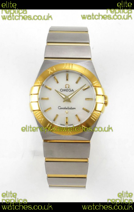 Omega Constellation 28MM Two Tone Yellow Gold Pearl Dial QUARTZ Super Clone Watch 