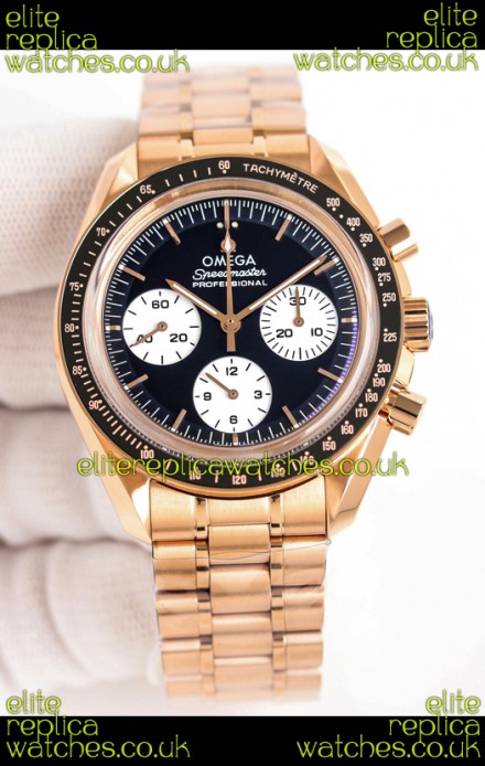 Omega Speedmaster Moonwatch Rose Gold Black Dial Super Clone Watch 