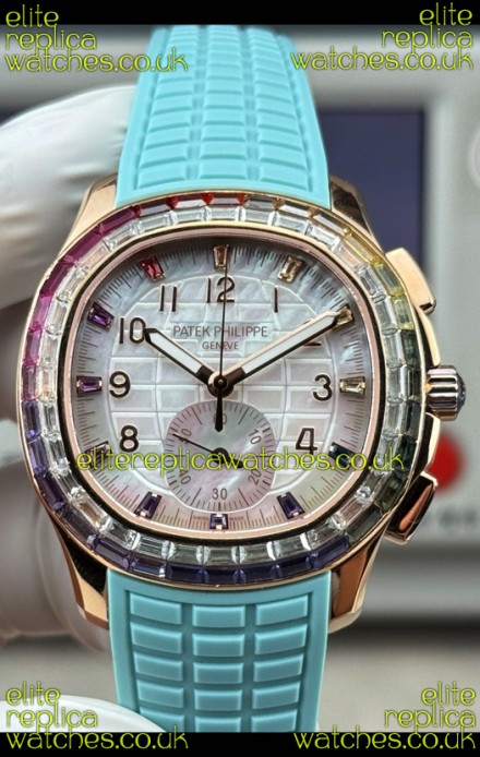 Patek Philippe Aquanaut 7968 Rose Gold Tiffany Blue Strap Super Clone Watch 