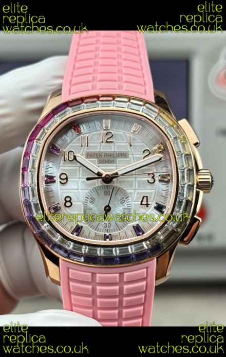 Patek Philippe Aquanaut 7968 Rose Gold Pink Strap Super Clone Watch 
