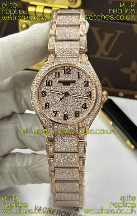 Patek Philippe Twenty-4 Diamonds Paved Rose Gold Super Clone Watch 