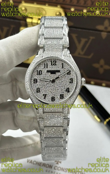 Patek Philippe Twenty-4 Diamonds Paved Stainless Steel Super Clone Watch 