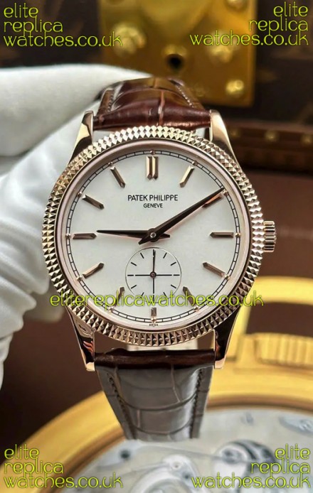 Patek Philippe Calatrava 6119G Rose Gold White Dial Super Clone Watch 