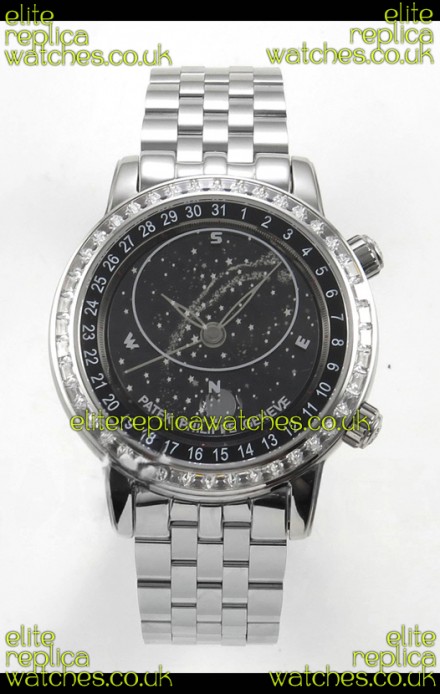 Patek Philippe Grand Complications 6102 Black Dial Steel Strap Super Clone Watch 