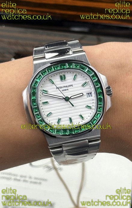 Patek Philippe Nautilus 5723 White Dial Green Rubies Super Clone Watch 