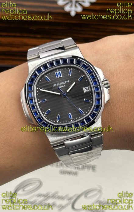 Patek Philippe Nautilus 5723 Black Dial Purple Rubies Super Clone Watch 