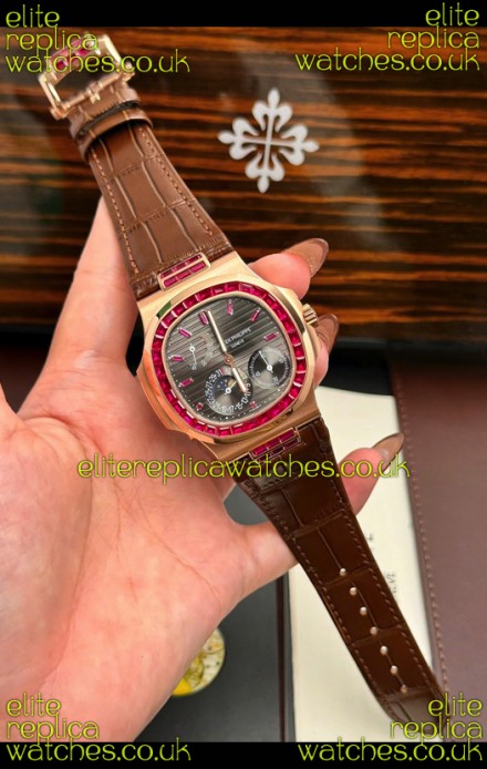 Patek Philippe Nautilus 5712 Rose Gold Red Rubies Super Clone Watch 